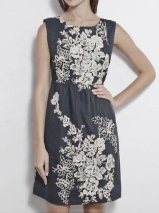J. Crew Dresses & Skirts - J. Crew Mirabel Gray Mini Dress with Cream Floral Embroidery